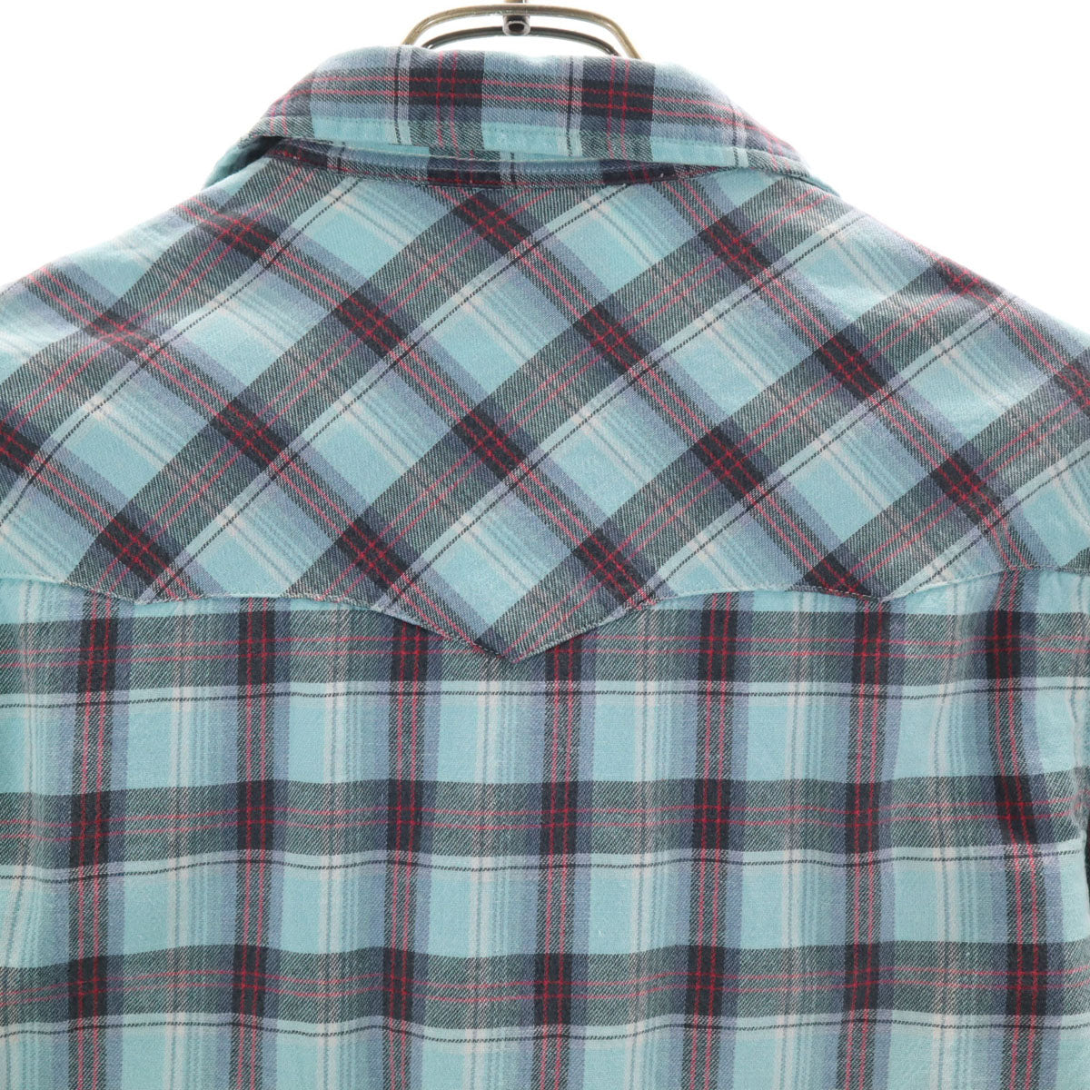 ダブルアールエル RRL チェック柄 長袖 ウエスタンシャツ XS 水色 メンズ