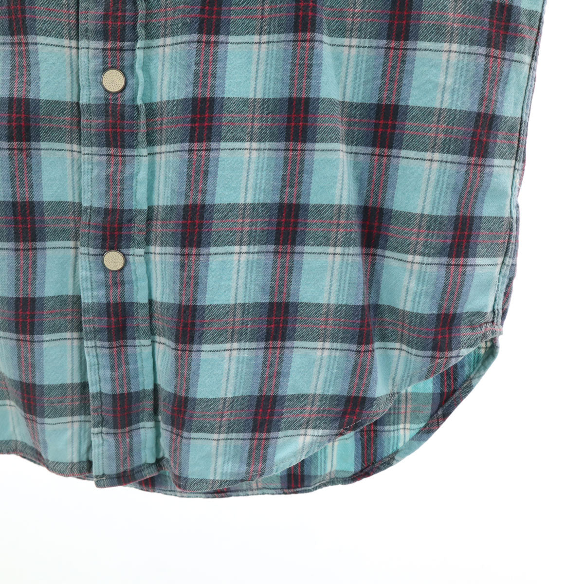 ダブルアールエル RRL チェック柄 長袖 ウエスタンシャツ XS 水色 メンズ