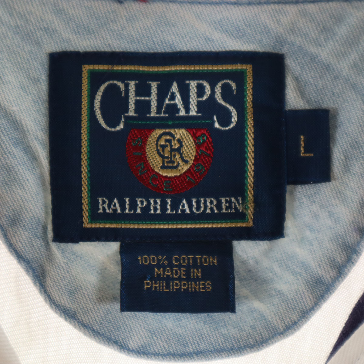 CHAPS RALPH LAUREN チャップスラルフローレン 90s オールド バックロゴ CRL-78 長袖 ラガーシャツ L ネイビー ポロシャツ メンズ