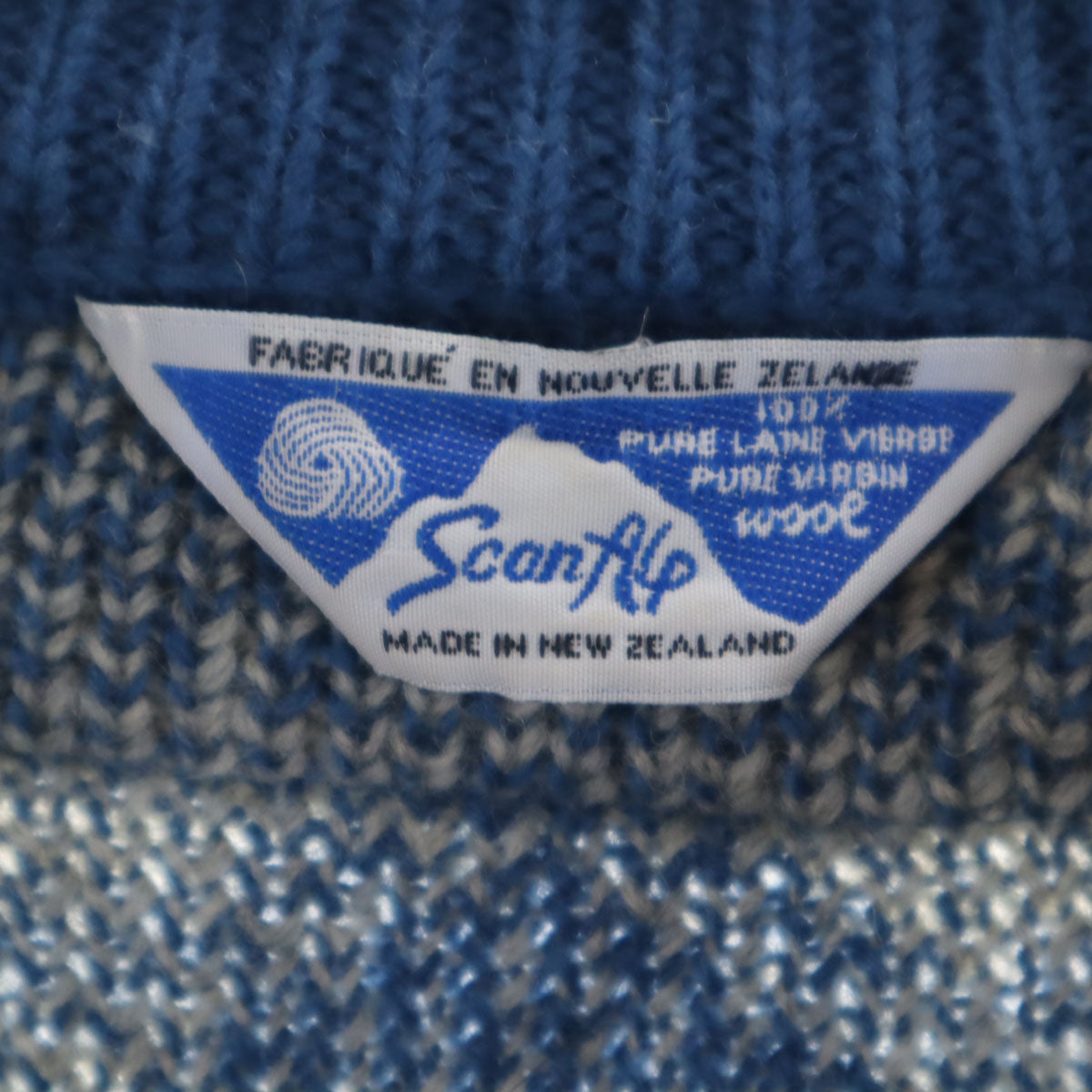 SCAN ALP スキャンアルプ 80s ニュージーランド製 ヴィンテージ 長袖 チロリアン ニットカーディガン 16 ブルー系 レディース