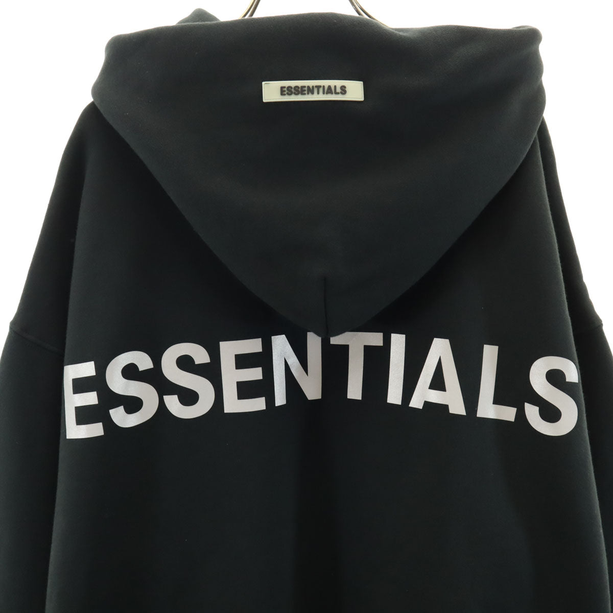 未使用 ESSENTIALS エッセンシャルズ バックロゴ 長袖 スウェットパーカー S ブラック 裏起毛 メンズ