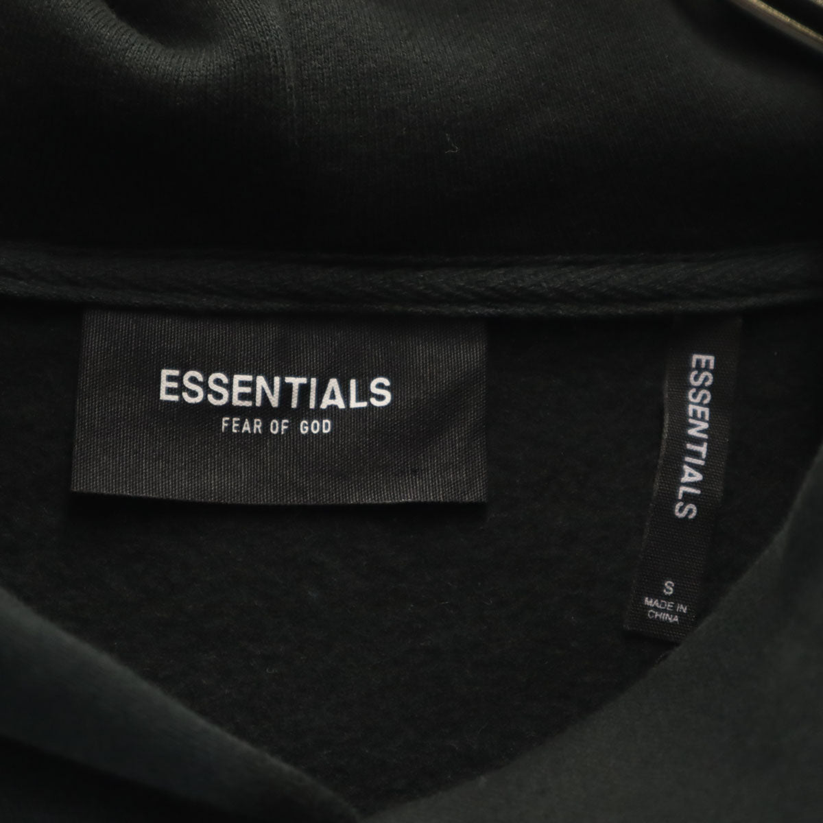 未使用 ESSENTIALS エッセンシャルズ バックロゴ 長袖 スウェットパーカー S ブラック 裏起毛 メンズ