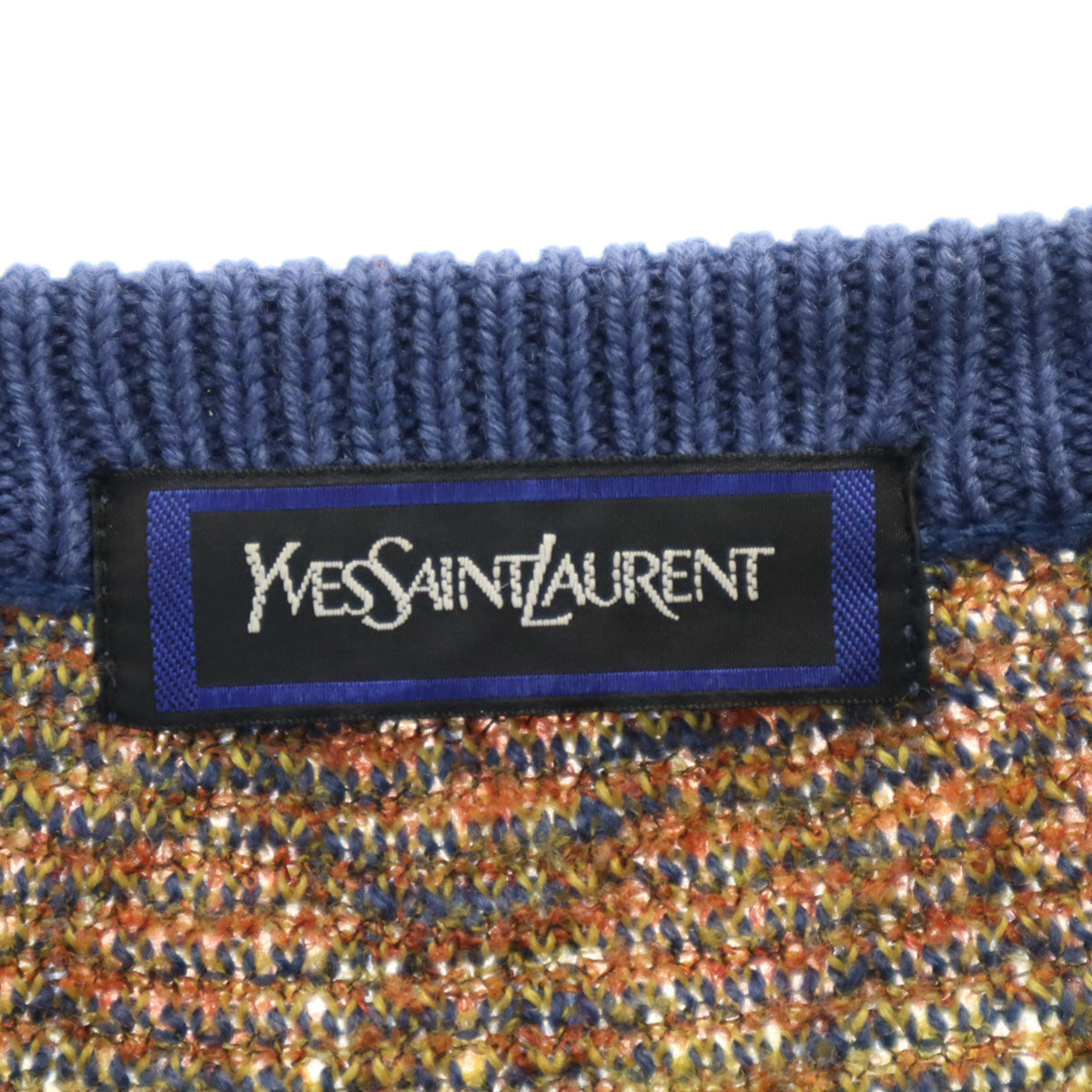 YVES SAINT LAURENT イヴサンローラン 90s オールド フェアアイル柄 長袖 セーター L ネイビー ニット メンズ
