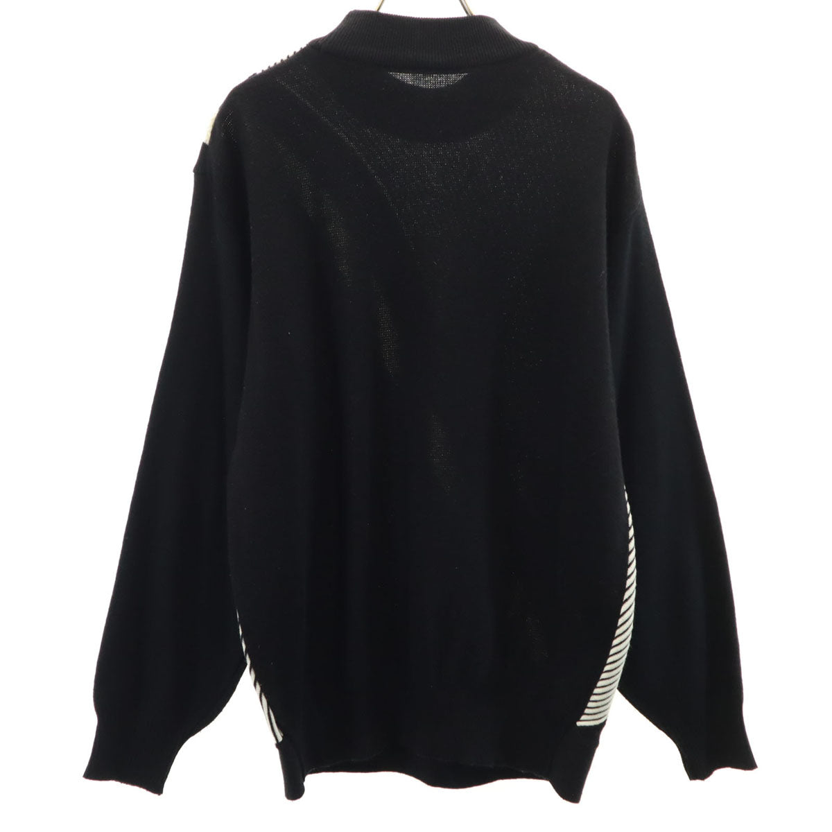 80s 90s オールド 斜ストライプ柄 長袖 セーター LL ブラック ニット メンズ