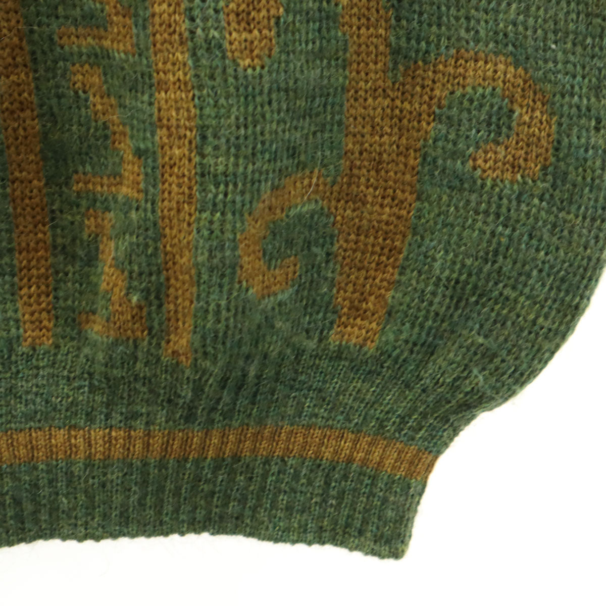 FENDI CLUB フェンディ クラブ 90s イタリア製 アルパカブレンド オールド 総柄 長袖 セーター L グリーン系 ニット メンズ