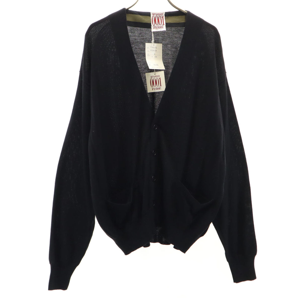 未使用 STUDIO 0001 by FERRE ジャンフランコ フェレ ストゥディオ イタリア製 長袖 ニットカーディガン M ブラック メンズ