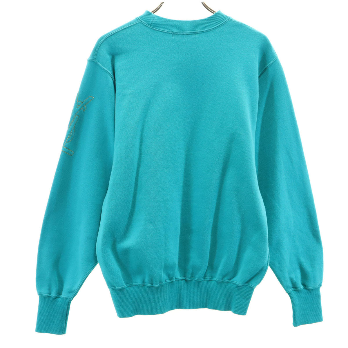 YVES SAINT LAURENT イヴサンローラン 90s オールド 長袖 スウェット トレーナー M ターコイズ 裏起毛 レディース