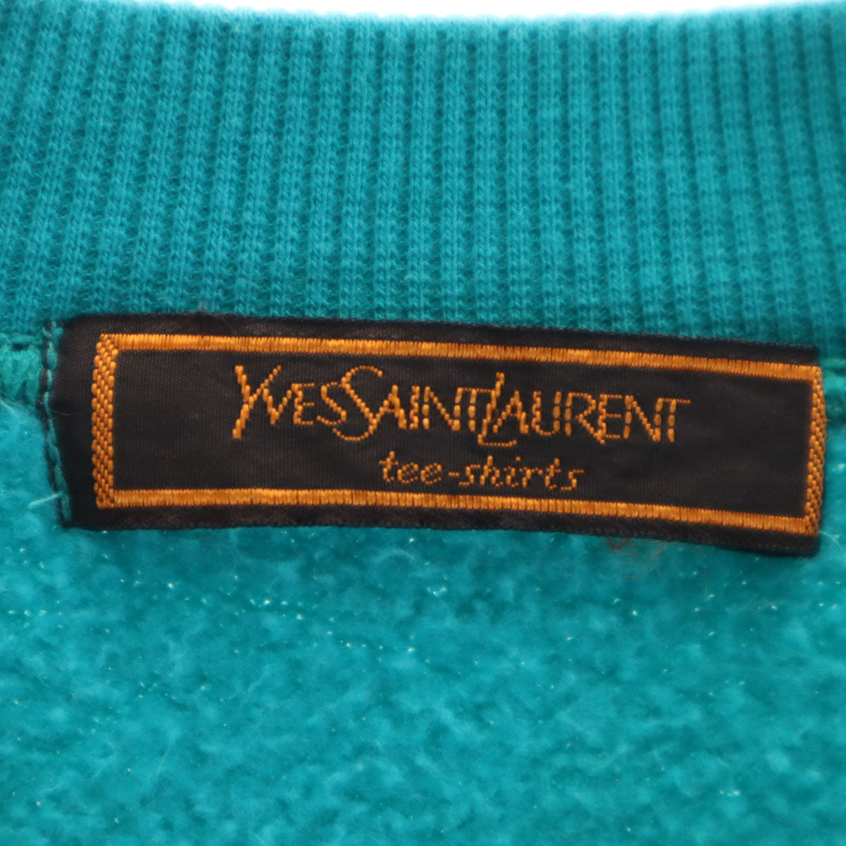 YVES SAINT LAURENT イヴサンローラン 90s オールド 長袖 スウェット トレーナー M ターコイズ 裏起毛 レディース
