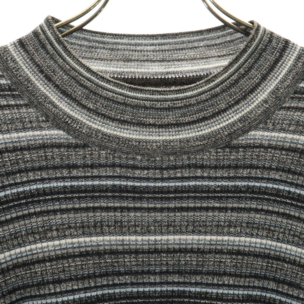 Leilian レリアン 日本製 ボーダー柄 長袖 ニット 13 グレー系 レディース