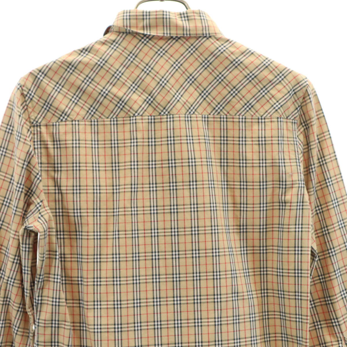 Burberrys OF LONDON BLUE LABEL バーバリーズ オブ ロンドン ブルーレーベル 90s オールド ノバチェック柄 7分袖 コットンシャツ 38 ベージュ 三陽商会 ダブルカフス レディース