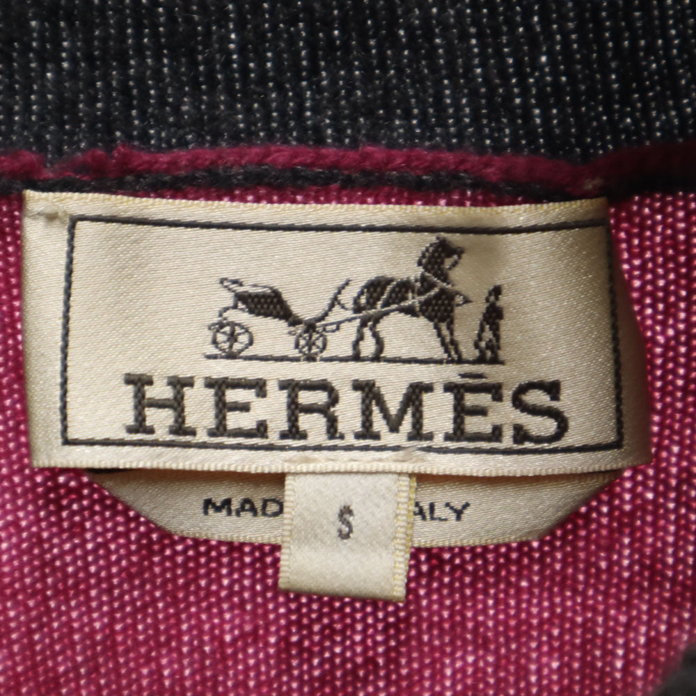 HERMES エルメス イタリア製 カシミヤブレンド 長袖 ツートンカラー タートルネック セーター S ピンク レディース