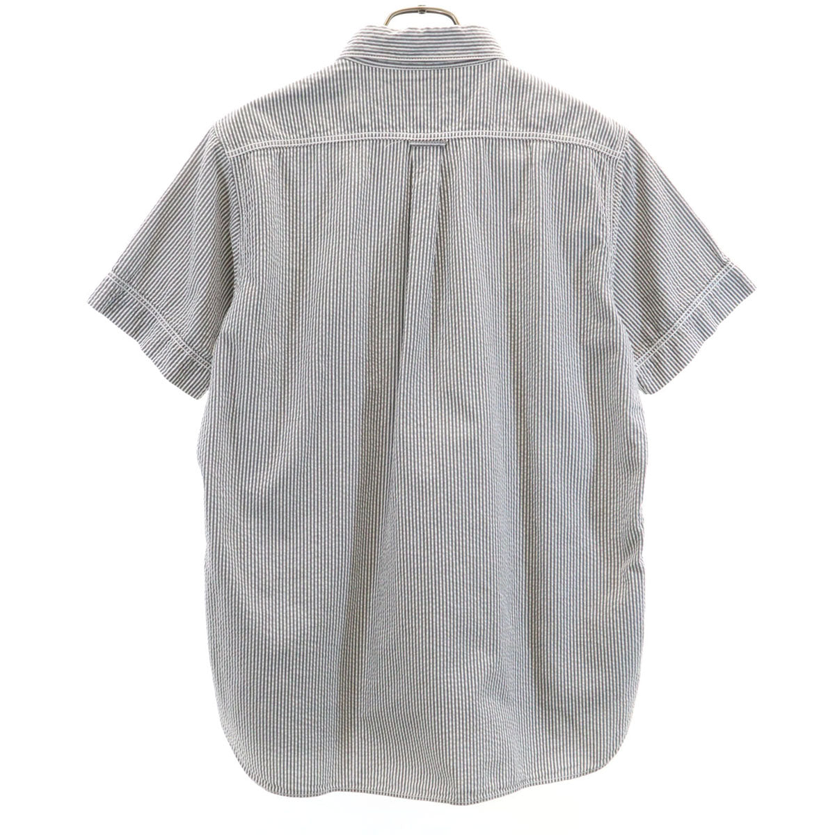 WHITE MOUNTAINEERING ホワイトマウンテニアリング 日本製 ストライプ柄 半袖 ボタンダウンシャツ M グレー シアサッカー メンズ