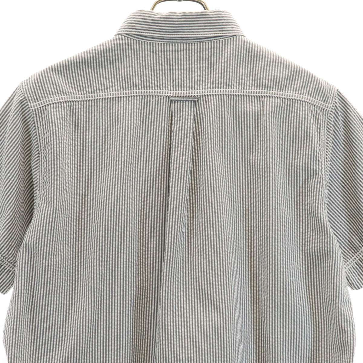 WHITE MOUNTAINEERING ホワイトマウンテニアリング 日本製 ストライプ柄 半袖 ボタンダウンシャツ M グレー シアサッカー メンズ