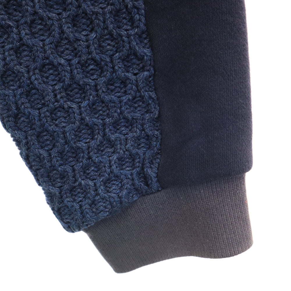 リベルムアルビトリウム 日本製 長袖 ハニカム織り セーター 44 ブルー スウェット切り替え メンズ