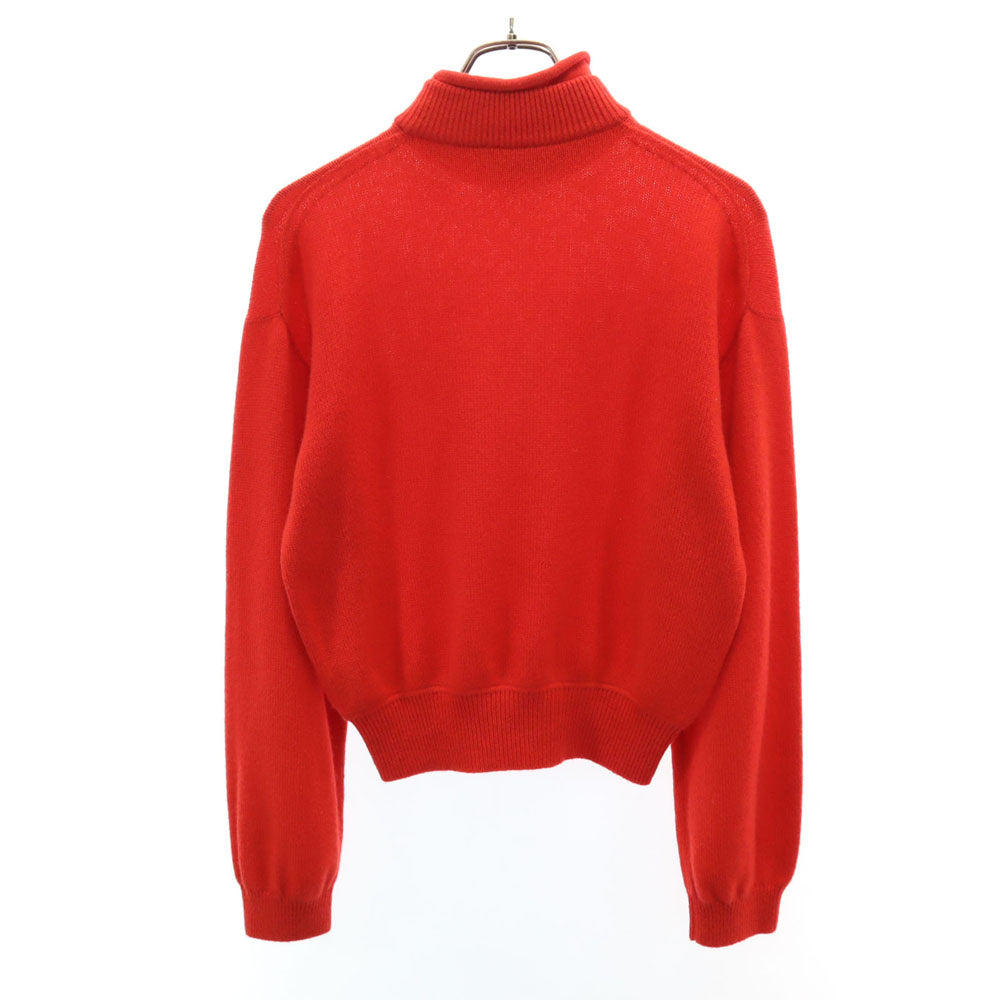 HERMES エルメス イタリア製 カシミヤブレンド 長袖 モックネック セーター 34 レッド レディース