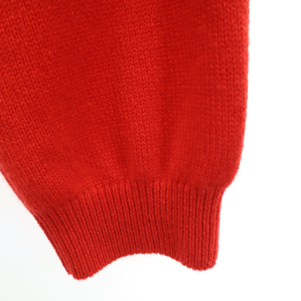 HERMES エルメス イタリア製 カシミヤブレンド 長袖 モックネック セーター 34 レッド レディース