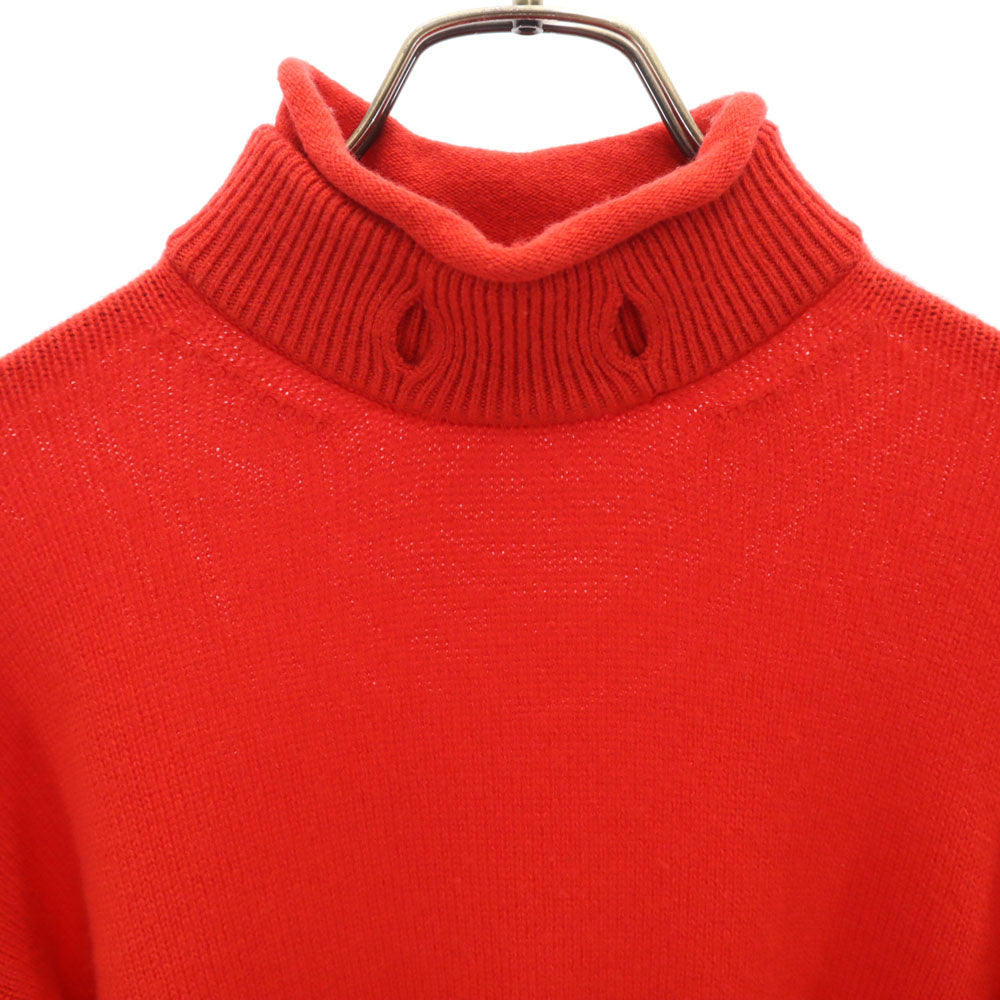 HERMES エルメス イタリア製 カシミヤブレンド 長袖 モックネック セーター 34 レッド レディース