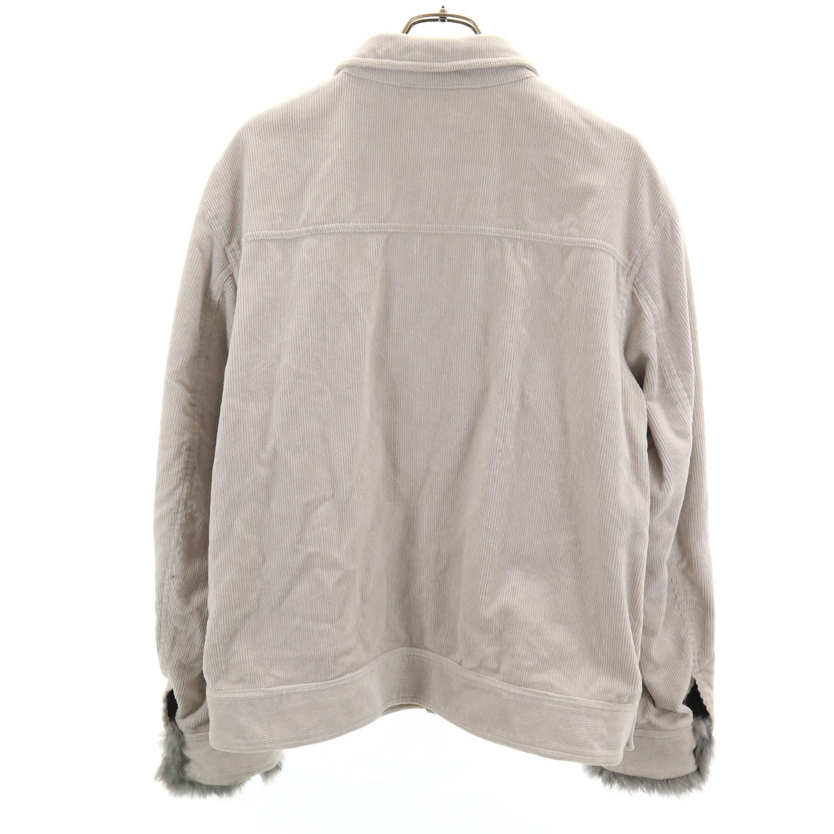 BURBERRY BLACK LABEL バーバリーブラックレーベル コーデュロイジャケット L グレー 三陽商会 ラビットファー付き メンズ