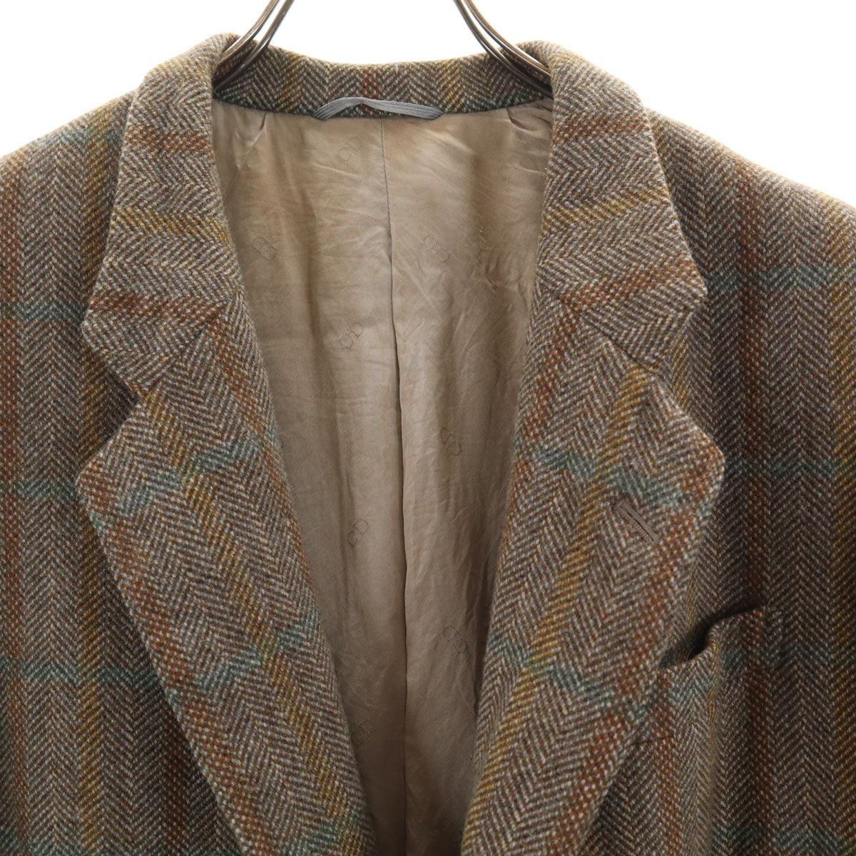 Christian Dior MONSIEUR クリスチャンディオール ムッシュ 90s オールド ヘリンボーン 長袖 ツイード テーラードジャケット 100-94-170 ブラウン系 メンズ
