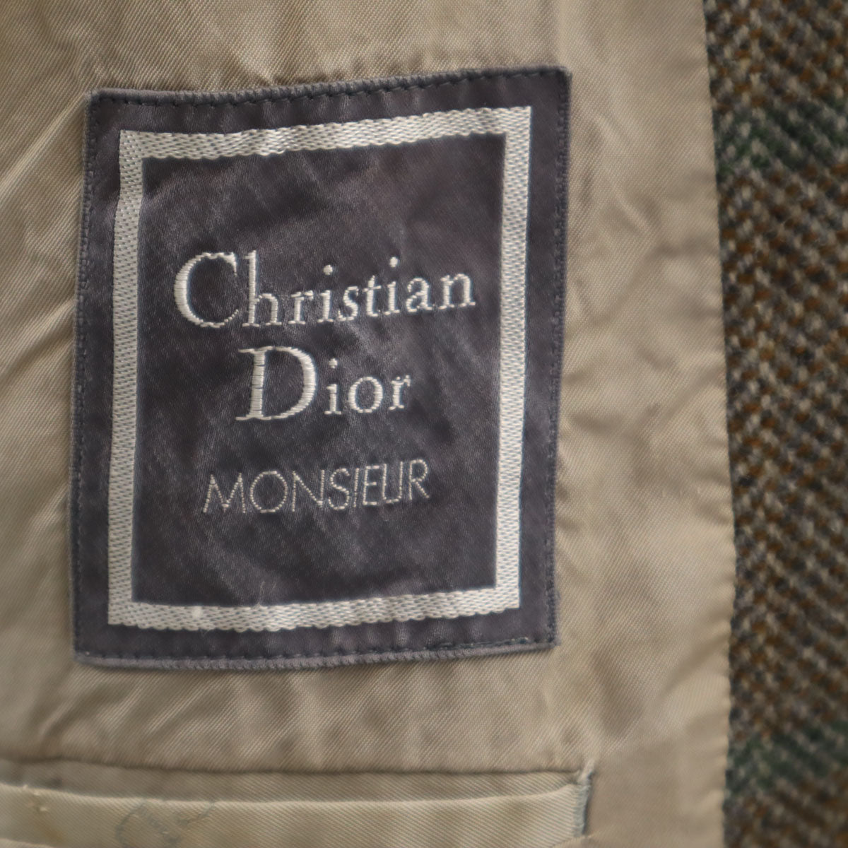 Christian Dior MONSIEUR クリスチャンディオール ムッシュ 90s オールド ヘリンボーン 長袖 ツイード テーラードジャケット 100-94-170 ブラウン系 メンズ