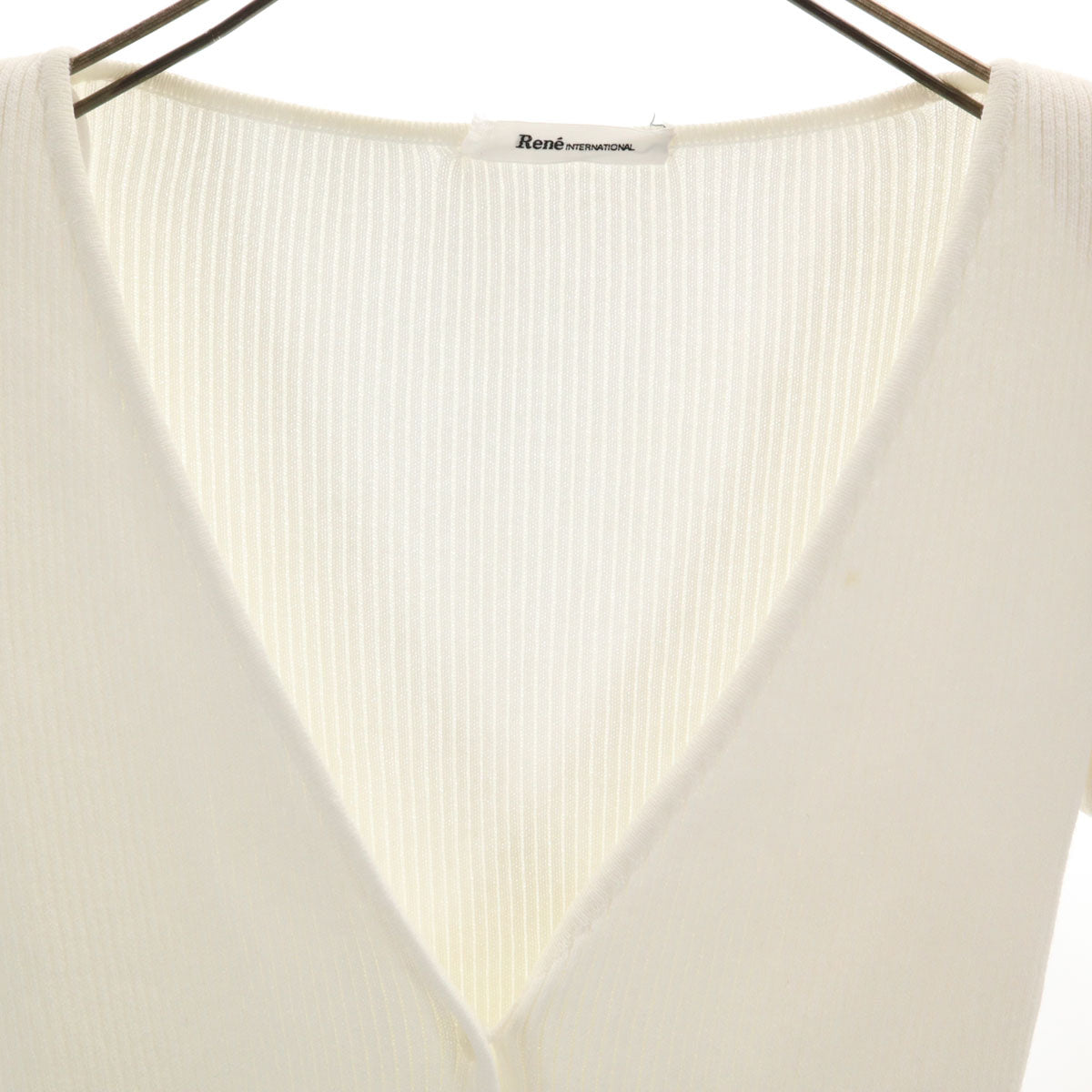 René 七分袖リブ編みカーディガン　36 René 七分袖リブ編みカーディガン 36 Rene INTERNATIONAL ルネ