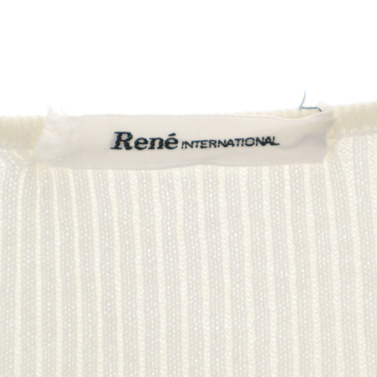Rene INTERNATIONAL ルネインターナショナル 日本製 7分袖 リブ ニットカーディガン 36 ホワイト レディース