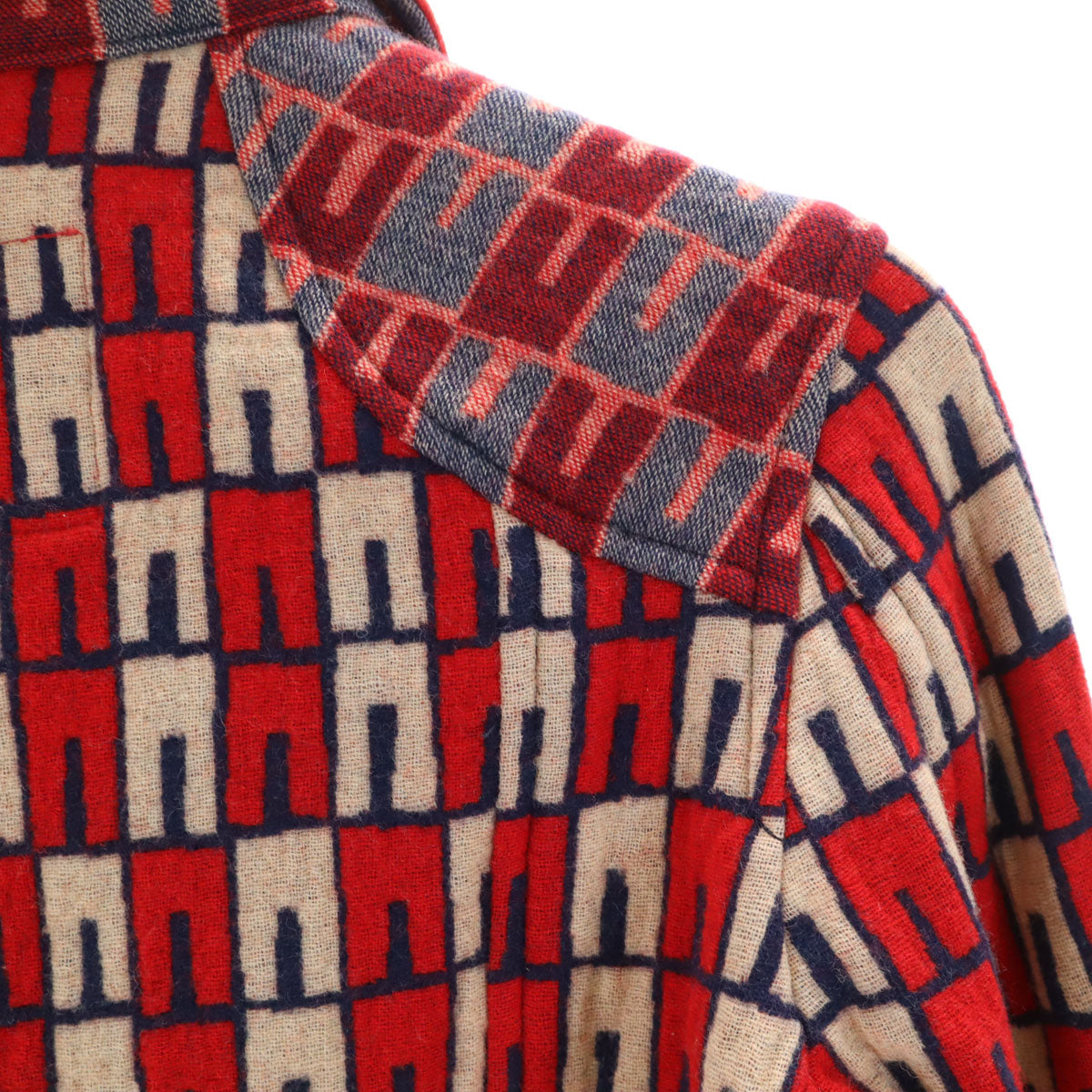 Y's ワイズ 日本製 総柄 ニットジャケット レッド レディース