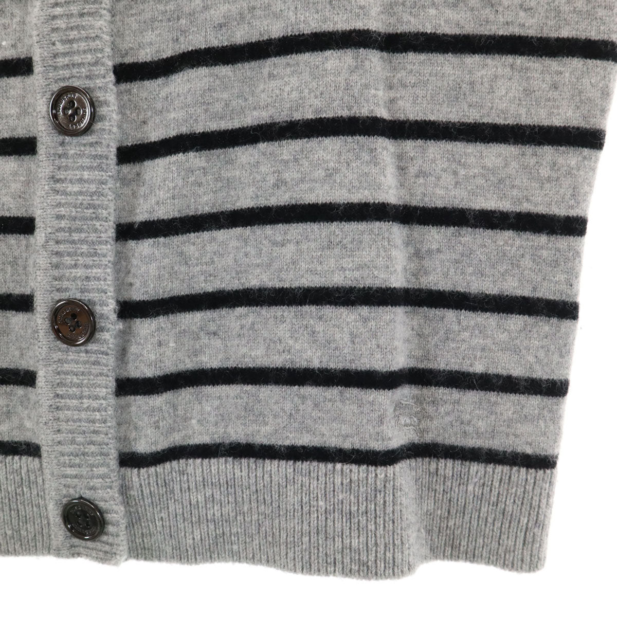 BURBERRY LONDON バーバリーロンドン カシミヤブレンド ボーダー柄 ニットカーディガン 1 グレー 三陽商会 レディース