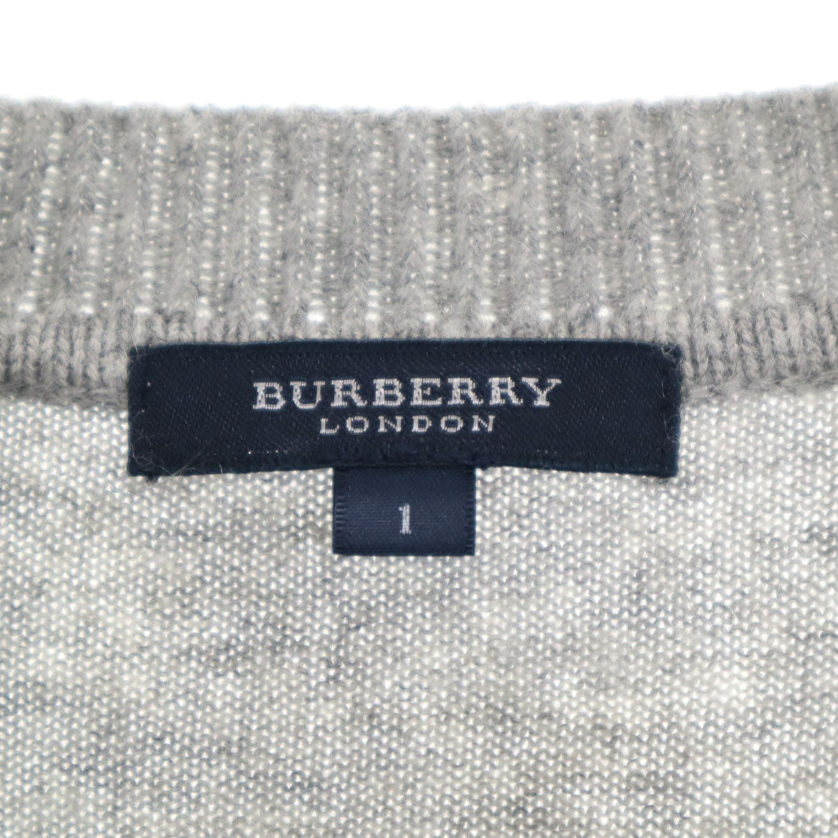 BURBERRY LONDON バーバリーロンドン カシミヤブレンド ボーダー柄 ニットカーディガン 1 グレー 三陽商会 レディース