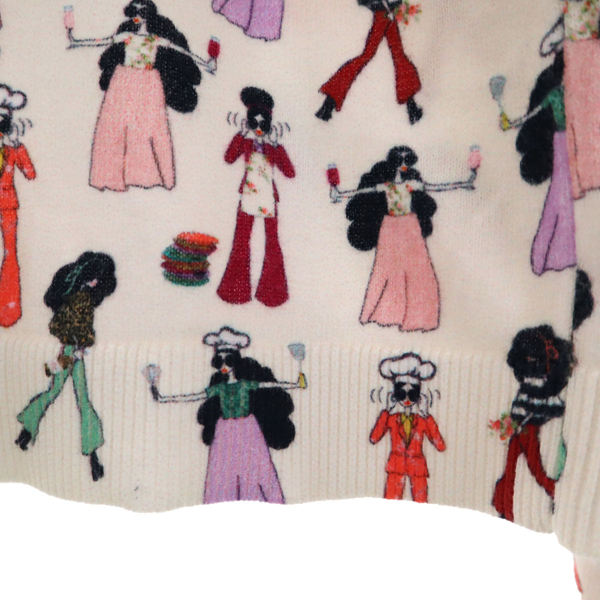 alice + olivia アリスアンドオリヴィア 総柄 長袖 ニットカーディガン M オフホワイト レディース