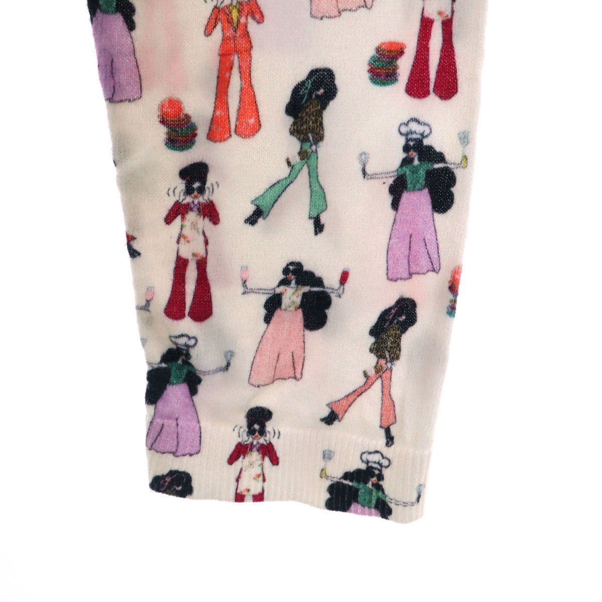 alice + olivia アリスアンドオリヴィア 総柄 長袖 ニットカーディガン M オフホワイト レディース