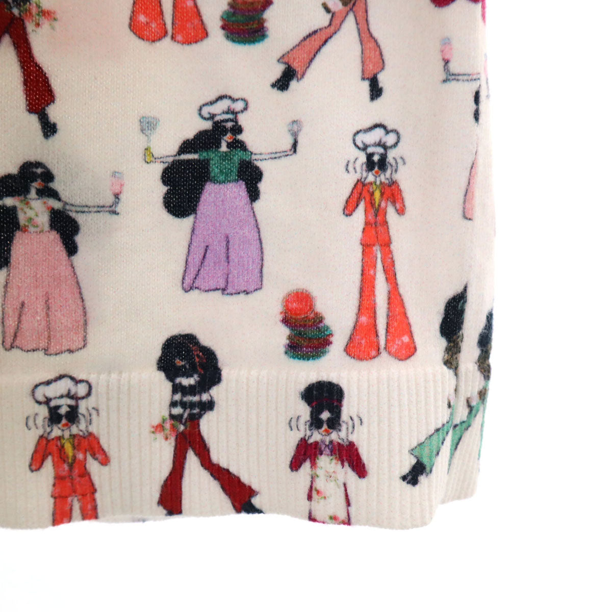 alice + olivia アリスアンドオリヴィア 総柄 長袖 ニットカーディガン M オフホワイト レディース