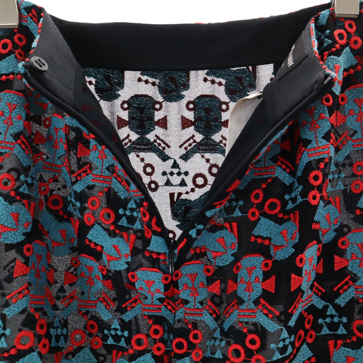 Emporio Armani エンポリオアルマーニ 総柄 ノースリーブ シアー ブラウス 上下 セットアップ 38 ブラック レディース