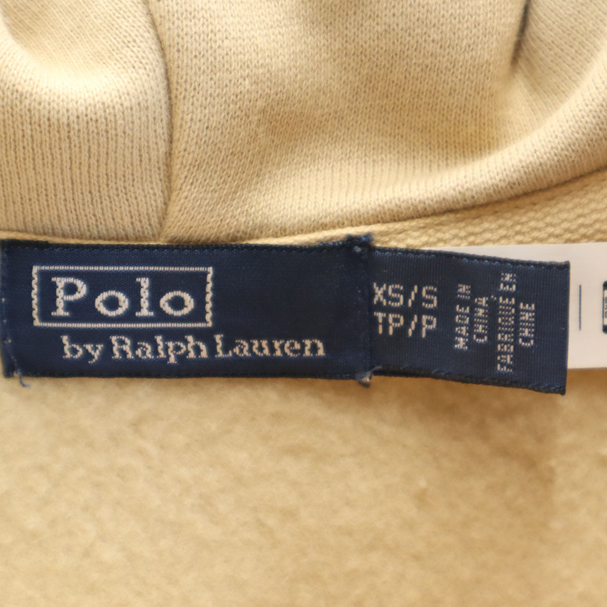 Polo by Ralph Lauren ポロバイラルフローレン 長袖 スピンドルネック スウェットパーカー XS ベージュ 裏起毛 レディース