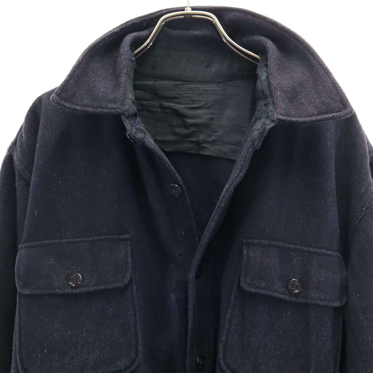 70s ヴィンテージ 長袖 CPO シャツ 濃紺 アンカーボタン メンズ