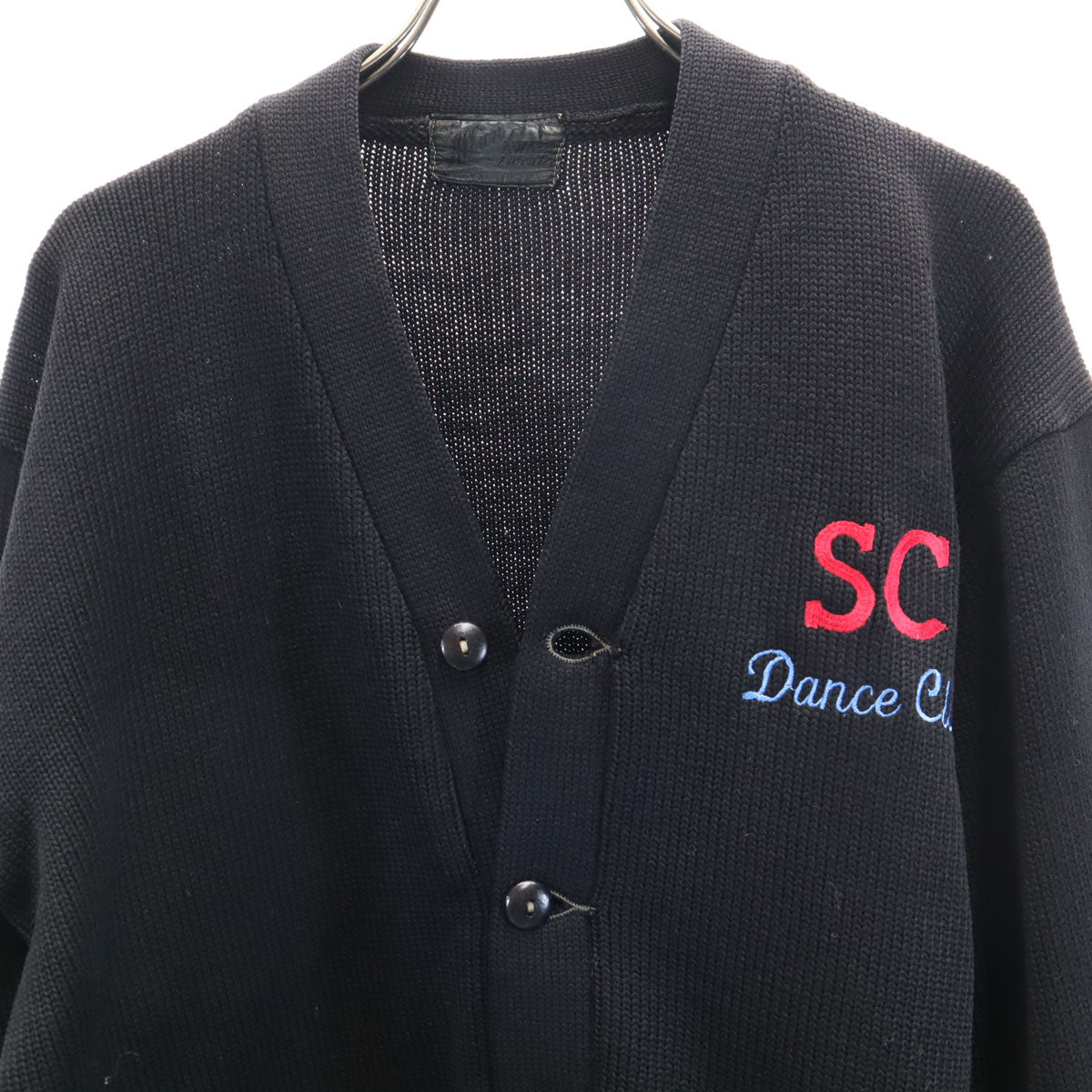 古着 Albion Award Sweater 70s ヴィンテージ 長袖 レタード ニットカーディガン ブラック メンズ Albion Award Sweater 70s ヴィンテージ 長袖 レタード ニット