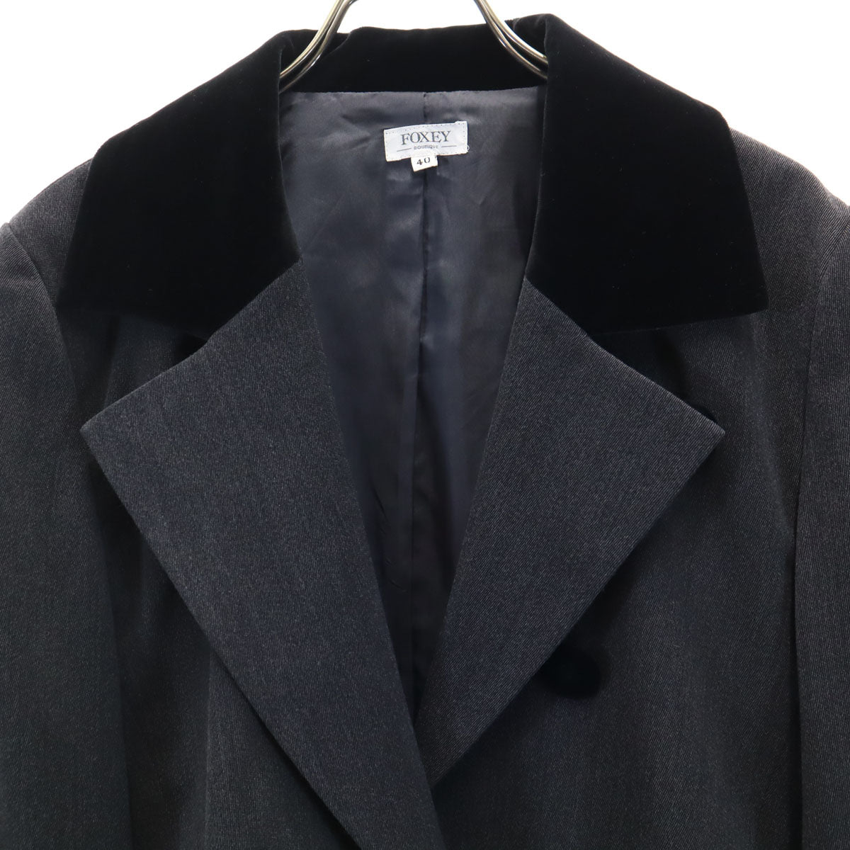 FOXEY フォクシー 日本製 ウール ショート丈 ジャケット 40 グレー レディース