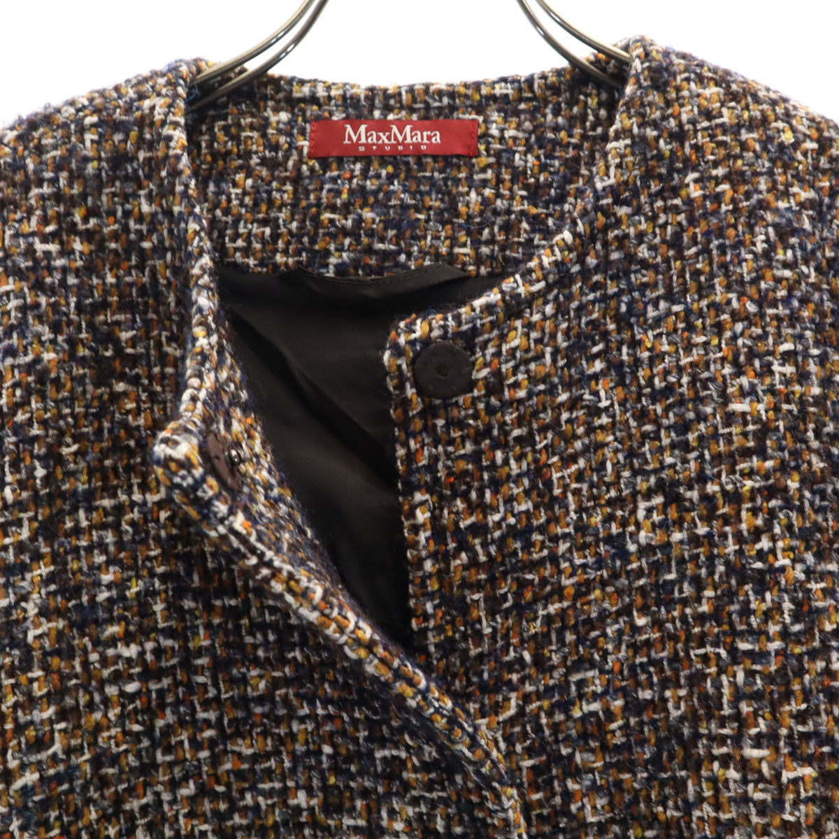 MAX MARA マックスマーラ ウールブレンド ツイード ノーカラー