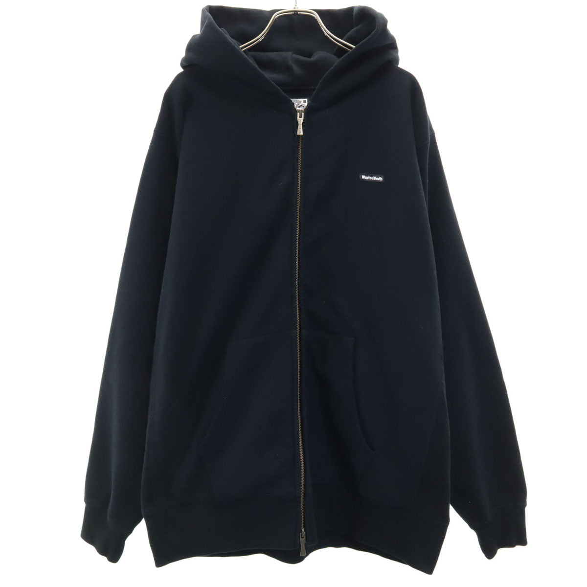 Wasted Youth ウェイステッドユース 長袖 スウェット ジップパーカー XXL 黒 裏起毛 ビックサイズ メンズ