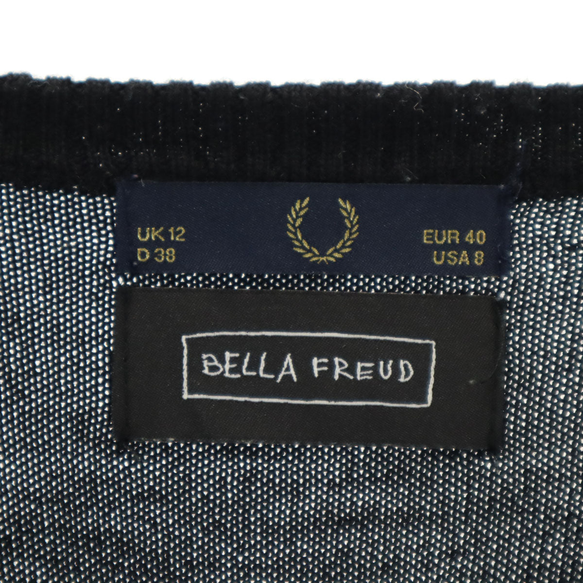 古着 FRED PERRY フレッドペリー BELLA PREUD ベラフロイド コラボ 長袖 ニット 12 ブラック レディース FRED PERRY - 古着 FRED PERRY フレッドペリー BELLA PREUD