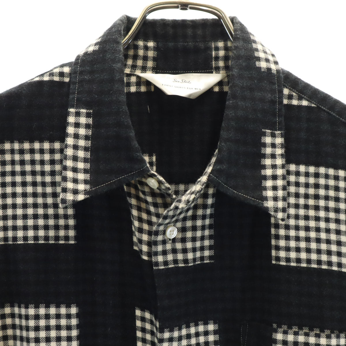 Sae shirts 日本製 チェック柄 長袖 ネルシャツ 42 ブラック メンズ