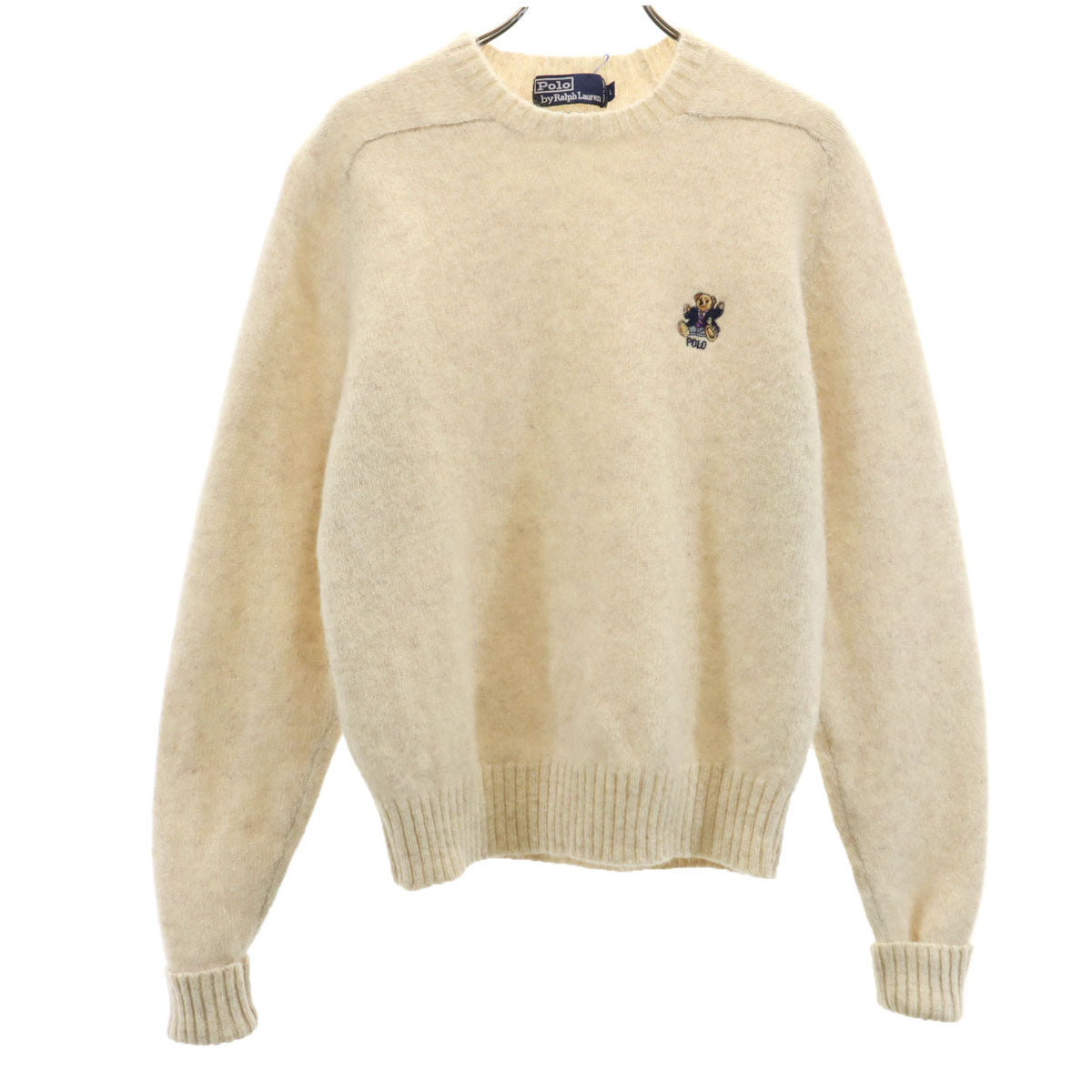 Polo by Ralph Lauren ポロバイラルフローレン 90s オールド ポロベア ポロベア刺繍 長袖 セーター L ベージュ ニット レディース
