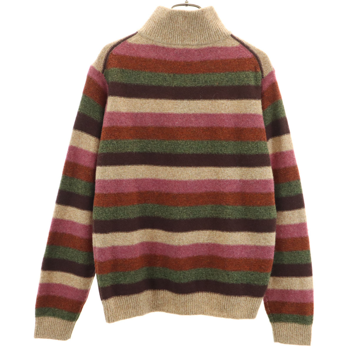 BARACUTA バラクータ ボーダー柄 長袖 ハーフジップ セーター M マルチ ニット レディース