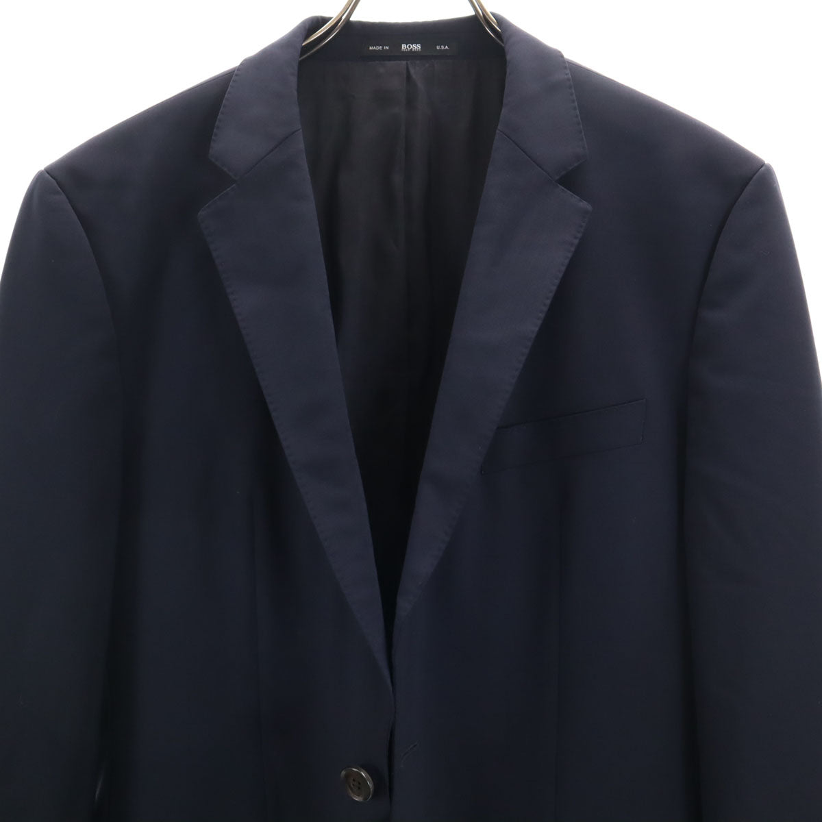 HUGO BOSS ヒューゴボス ウール USA製 スーツ 上下 セットアップ 38R ネイビー メンズ