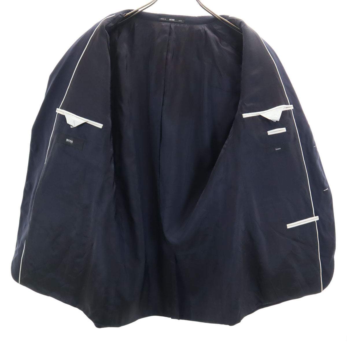 HUGO BOSS ヒューゴボス ウール USA製 スーツ 上下 セットアップ 38R ネイビー メンズ