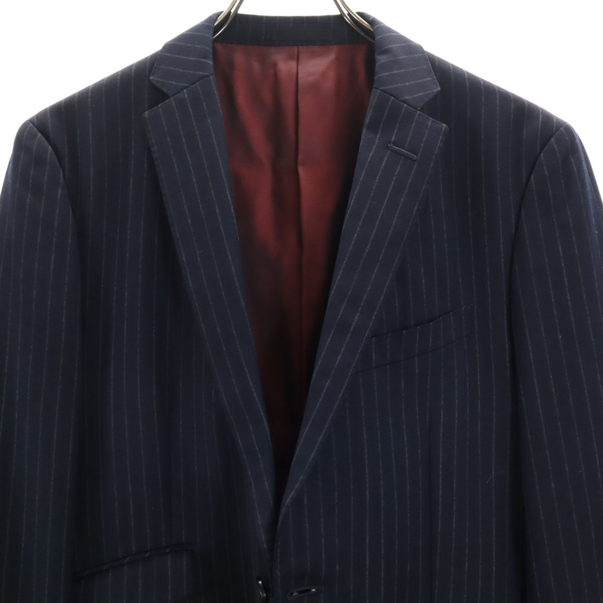 BURBERRY BLACK LABEL バーバリーブラックレーベル 日本製 ウール ストライプ柄 スーツ 上下 セットアップ 38R ネイビー 三陽商会 メンズ