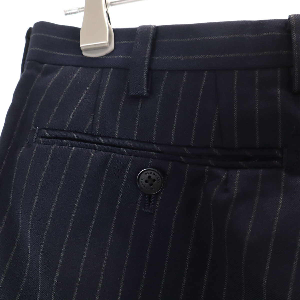 BURBERRY BLACK LABEL バーバリーブラックレーベル 日本製 ウール ストライプ柄 スーツ 上下 セットアップ 38R ネイビー 三陽商会 メンズ