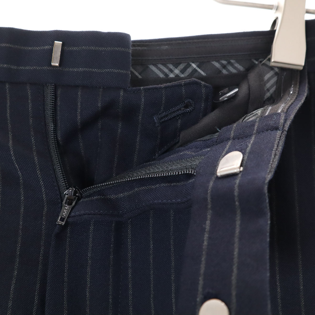 BURBERRY BLACK LABEL バーバリーブラックレーベル 日本製 ウール ストライプ柄 スーツ 上下 セットアップ 38R ネイビー 三陽商会 メンズ