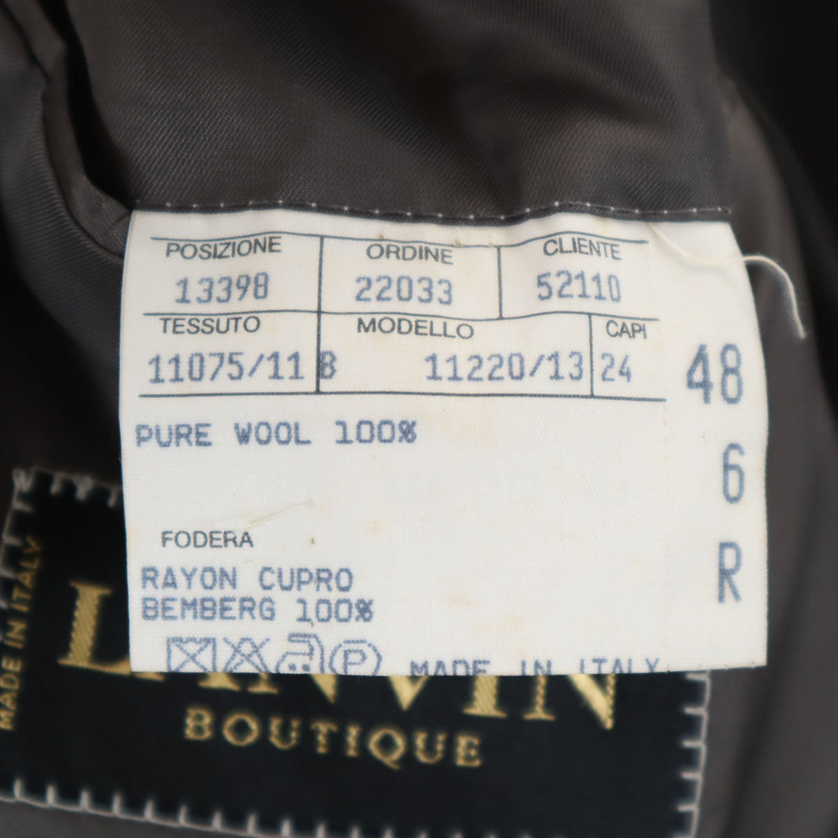 LANVIN BOUTIQUE ランバンブティック 90s イタリア製 オールド テーラードジャケット 48 グレー メンズ