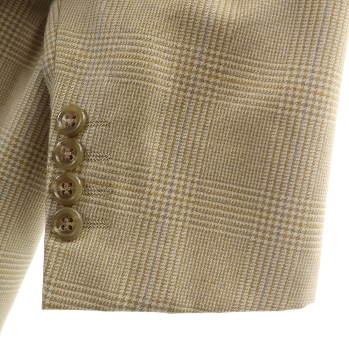 MONSIEUR GIVENCHY ムッシュ ジバンシイ 90s カシミヤ100％ オールド チェック柄 テーラードジャケット 92/82/160 クリーム系 メンズ